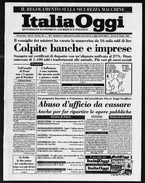 Italia oggi : quotidiano di economia finanza e politica